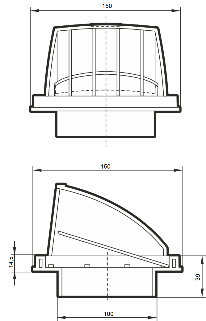 Выход стенной ERA 1515К10ФВ с обратным клапаном d100